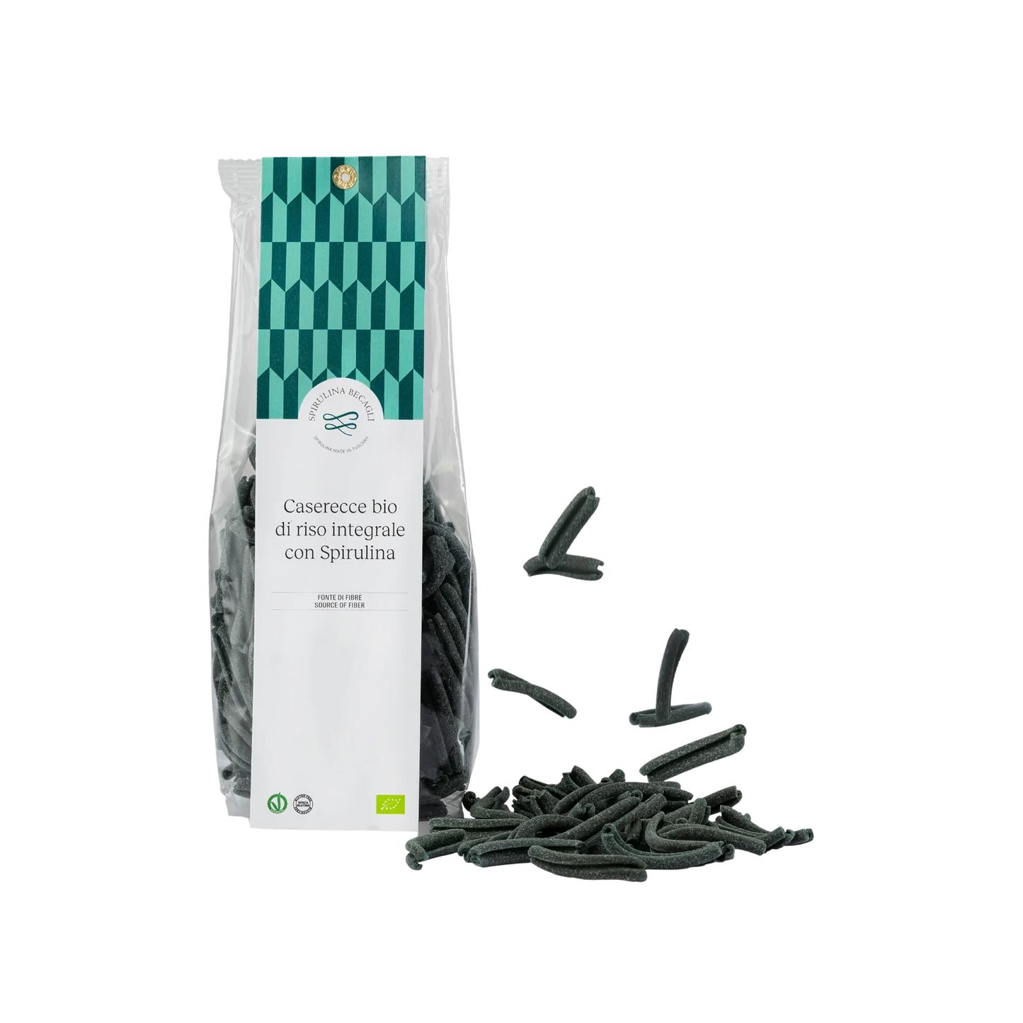 Rice pasta with spirulina - caserecce