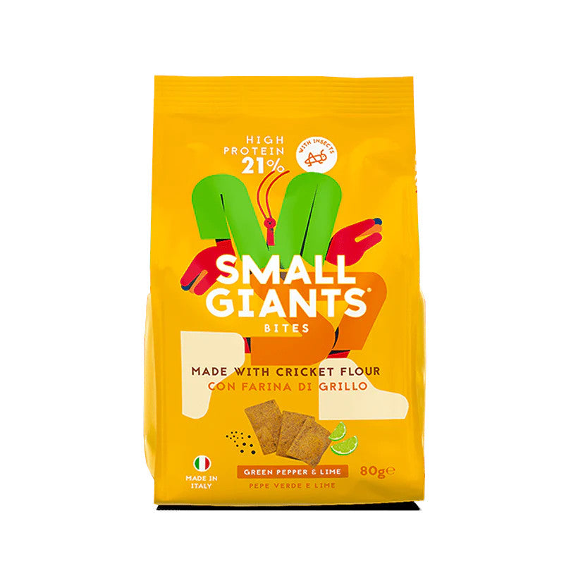Small Giants - Edible crickets crackers green peppers and lime
