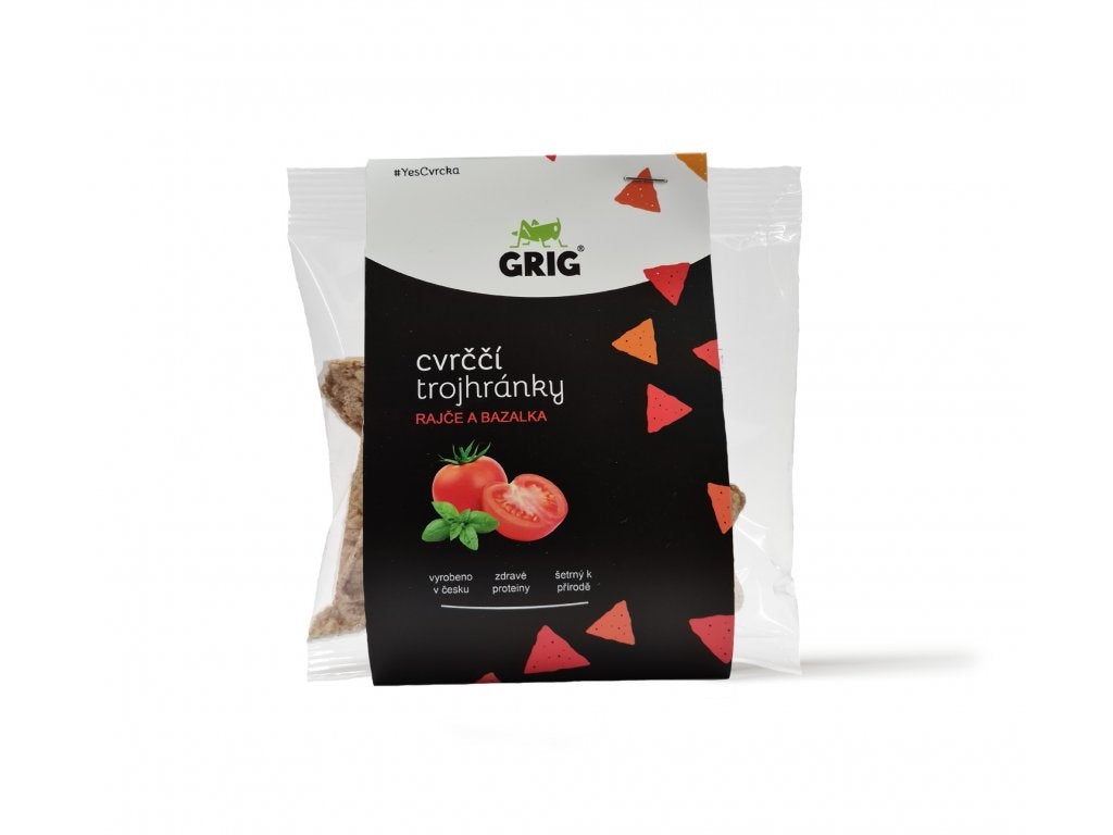 Grig - Tomato and basil cricket and chickpea chips - 21bites